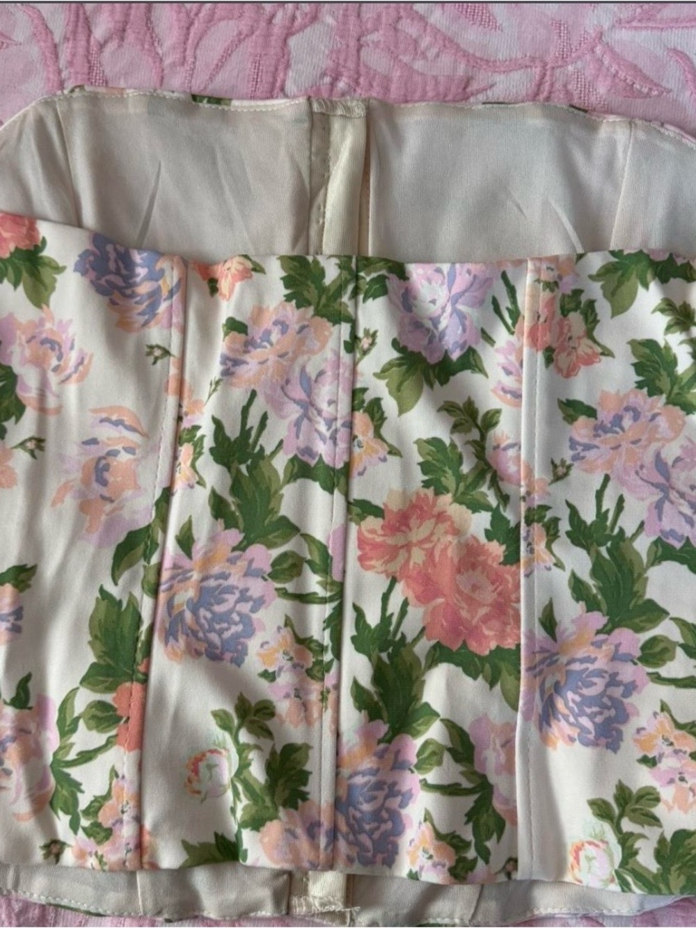 ZARA Corset with Pink, Peach & Lavender Floral Print - Picture 3 of 5